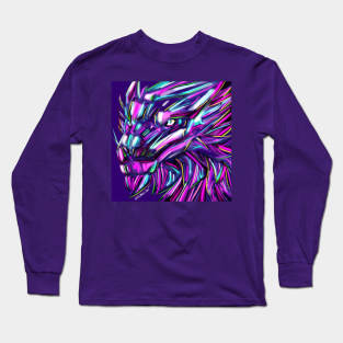 purple dragon in neon lights ecopop art Long Sleeve T-Shirt